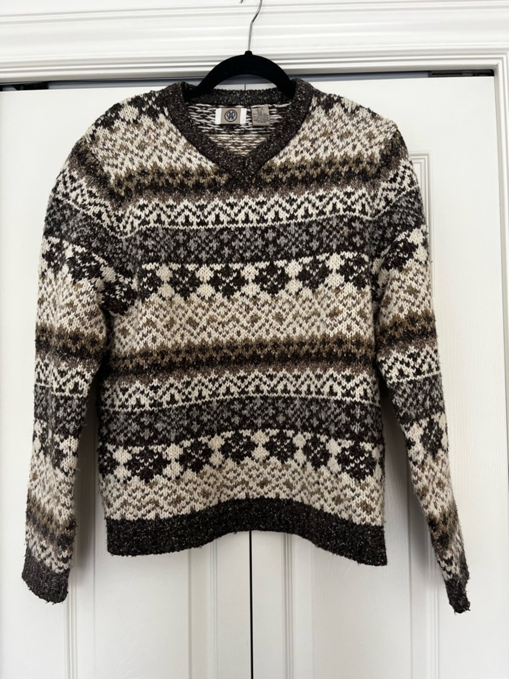 Vintage Cottagecore Women’s M Wool Blend Ski Sweater Neutral